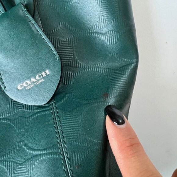 Coach Hunter Green Signature Leather Peyton Zip-Top Tote - Picture 14 of 14